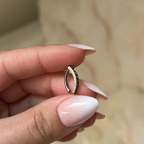 BRAND NEW purple gemstone silver titanium clicker belly button ring - Picture 5 of 6